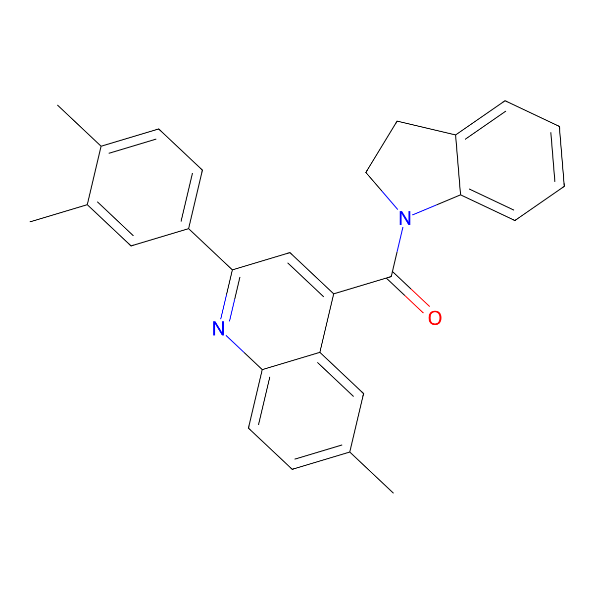 2,3-dihydro-1H-indol-1-yl[2-(3,4-dimethylphenyl)-6-methylquinolin-4-yl]methanone molecular structure, CAS 724750-19-0
