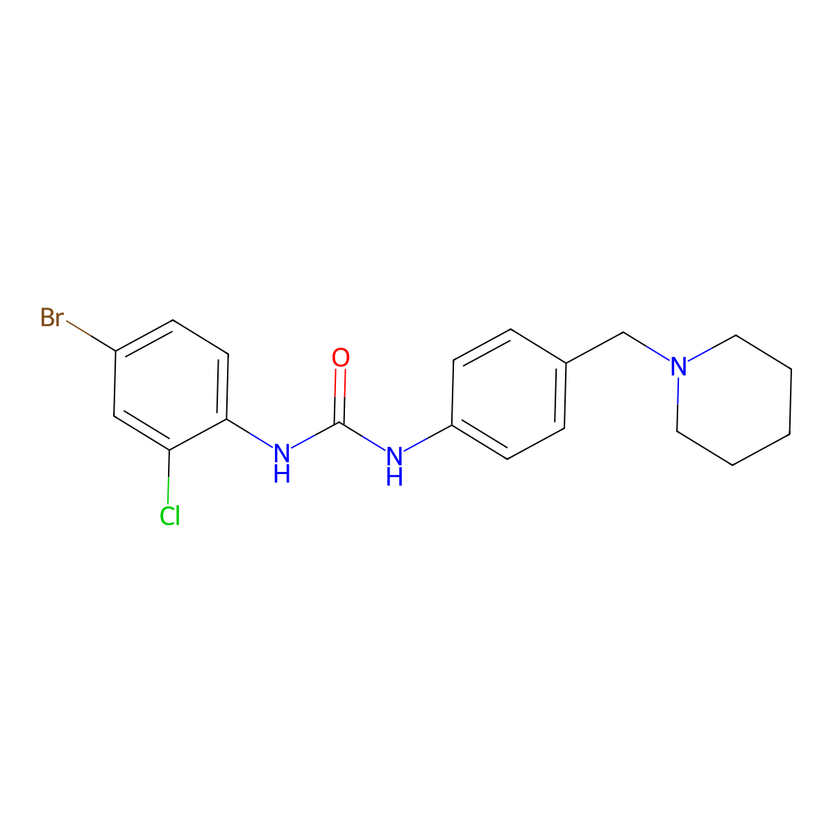 1-(4-Bromo-2-chlorophenyl)-3-[4-(piperidin-1-ylmethyl)phenyl]urea molecular structure, CAS 724751-78-4