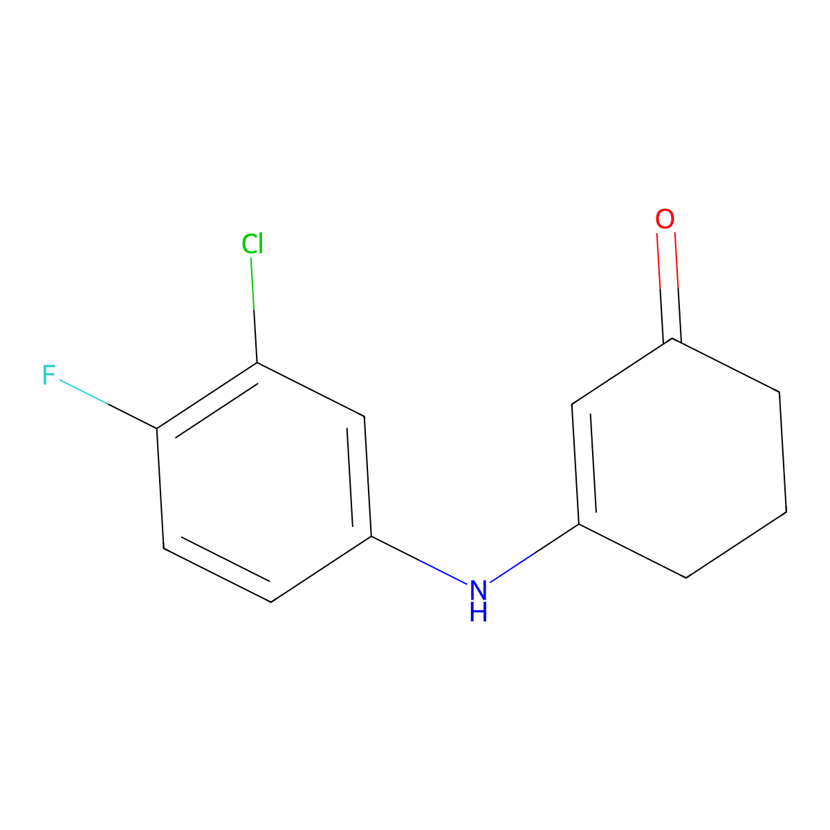 3-[(3-Chloro-4-fluorophenyl)amino]cyclohex-2-en-1-one molecular structure, CAS 724753-37-1
