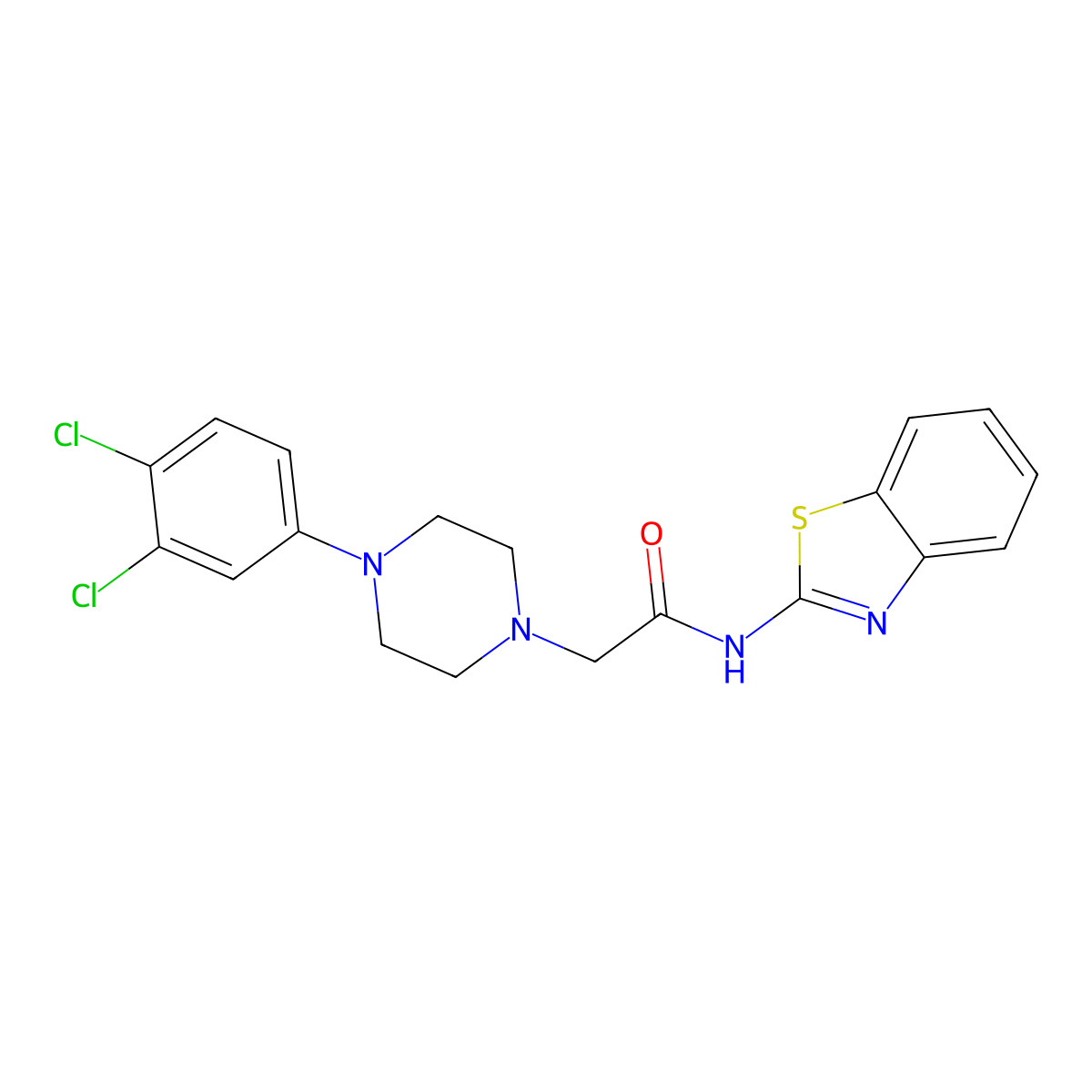 N-(1,3-benzothiazol-2-yl)-2-[4-(3,4-dichlorophenyl)piperazin-1-yl]acetamide molecular structure, CAS 724754-09-0