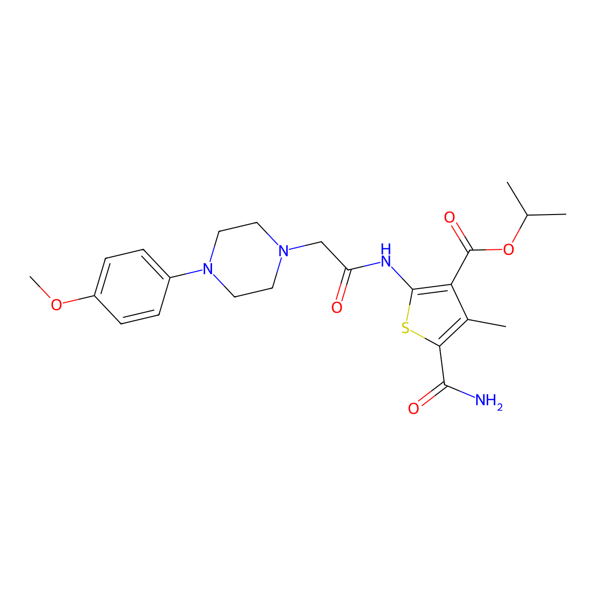 Propan-2-yl 5-carbamoyl-2-({[4-(4-methoxyphenyl)piperazin-1-yl]acetyl}amino)-4-methylthiophene-3-carboxylate molecular structure, CAS 724754-25-0
