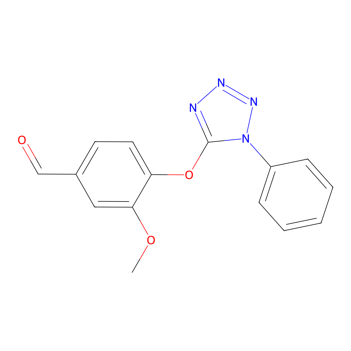 3-methoxy-4-((1-phenyl-1H-tetrazol-5-yl)oxy)benzaldehyde molecular structure, CAS 724755-47-9