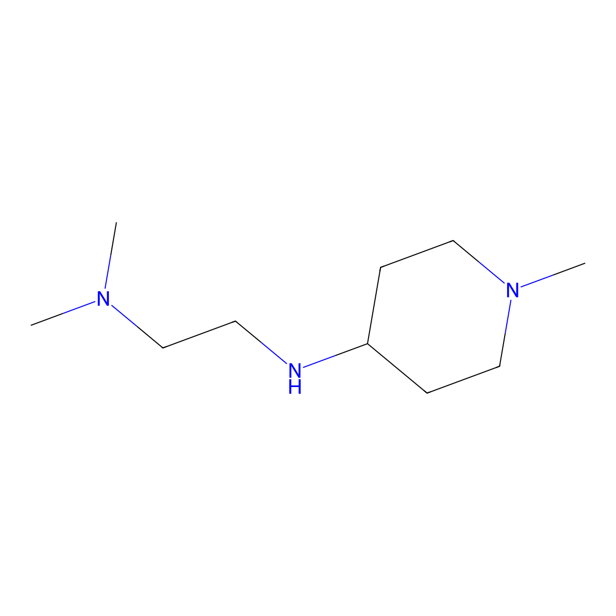N,N-Dimethyl-N'-(1-methyl-piperidin-4-yl)-ethane-1,2-diamine molecular structure, CAS 724757-63-5