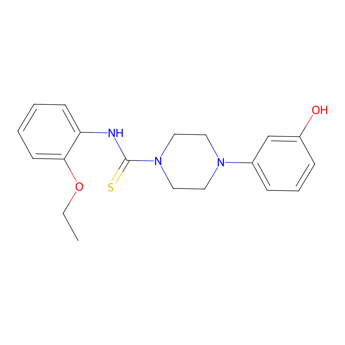 N-(2-ethoxyphenyl)-4-(3-hydroxyphenyl)piperazine-1-carbothioamide molecular structure, CAS 724757-91-9