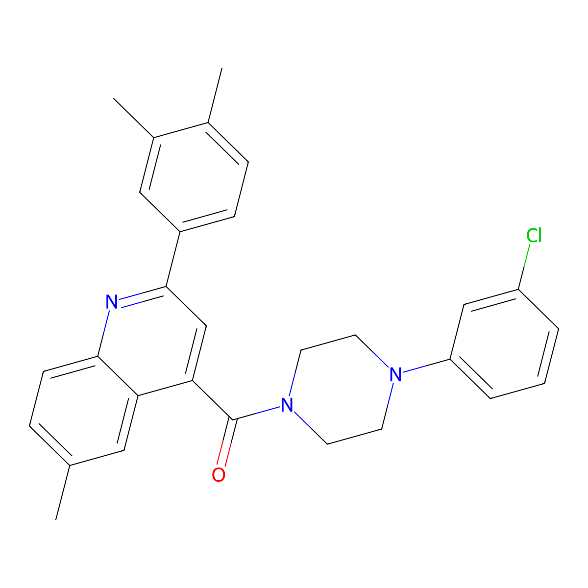 [4-(3-Chlorophenyl)piperazin-1-yl][2-(3,4-dimethylphenyl)-6-methylquinolin-4-yl]methanone molecular structure, CAS 724758-09-2