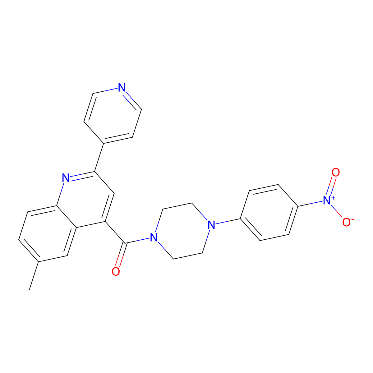 [6-Methyl-2-(pyridin-4-yl)quinolin-4-yl][4-(4-nitrophenyl)piperazin-1-yl]methanone molecular structure, CAS 724758-30-9