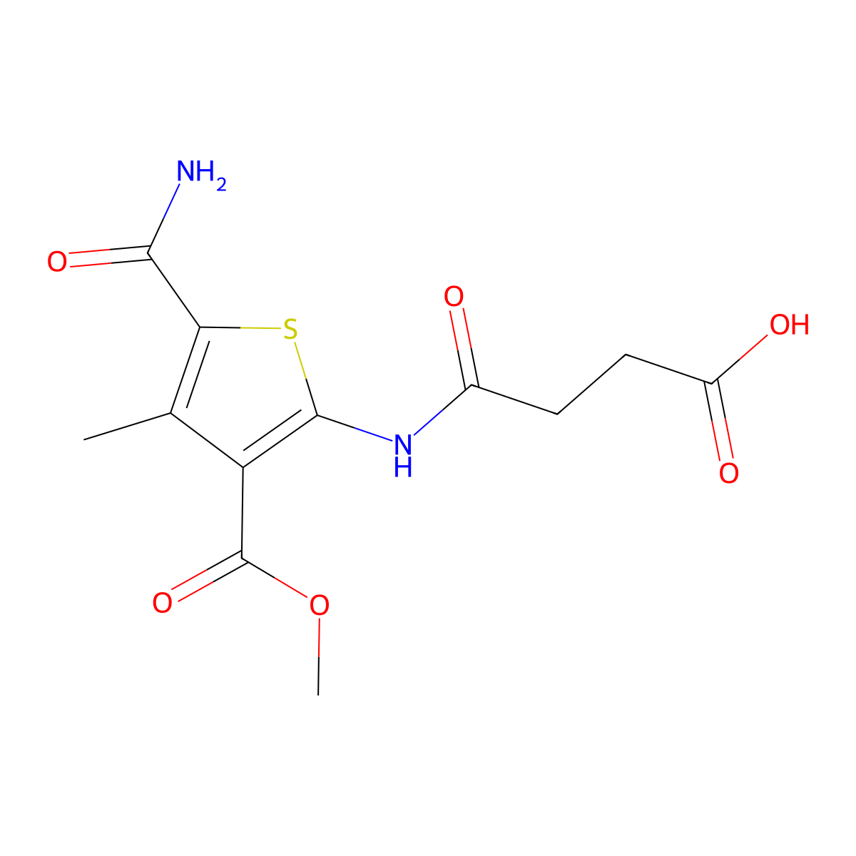 4-{[5-(Aminocarbonyl)-3-(methoxycarbonyl)-4-methyl-2-thienyl]amino}-4-oxobutanoic acid molecular structure, CAS 724758-32-1