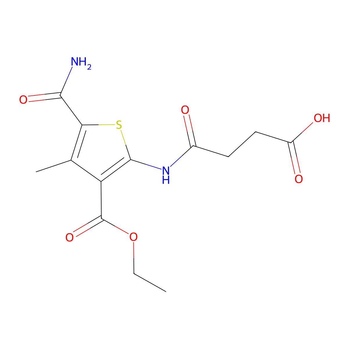 4-{[5-(Aminocarbonyl)-3-(ethoxycarbonyl)-4-methyl-2-thienyl]amino}-4-oxobutanoic acid molecular structure, CAS 724758-33-2