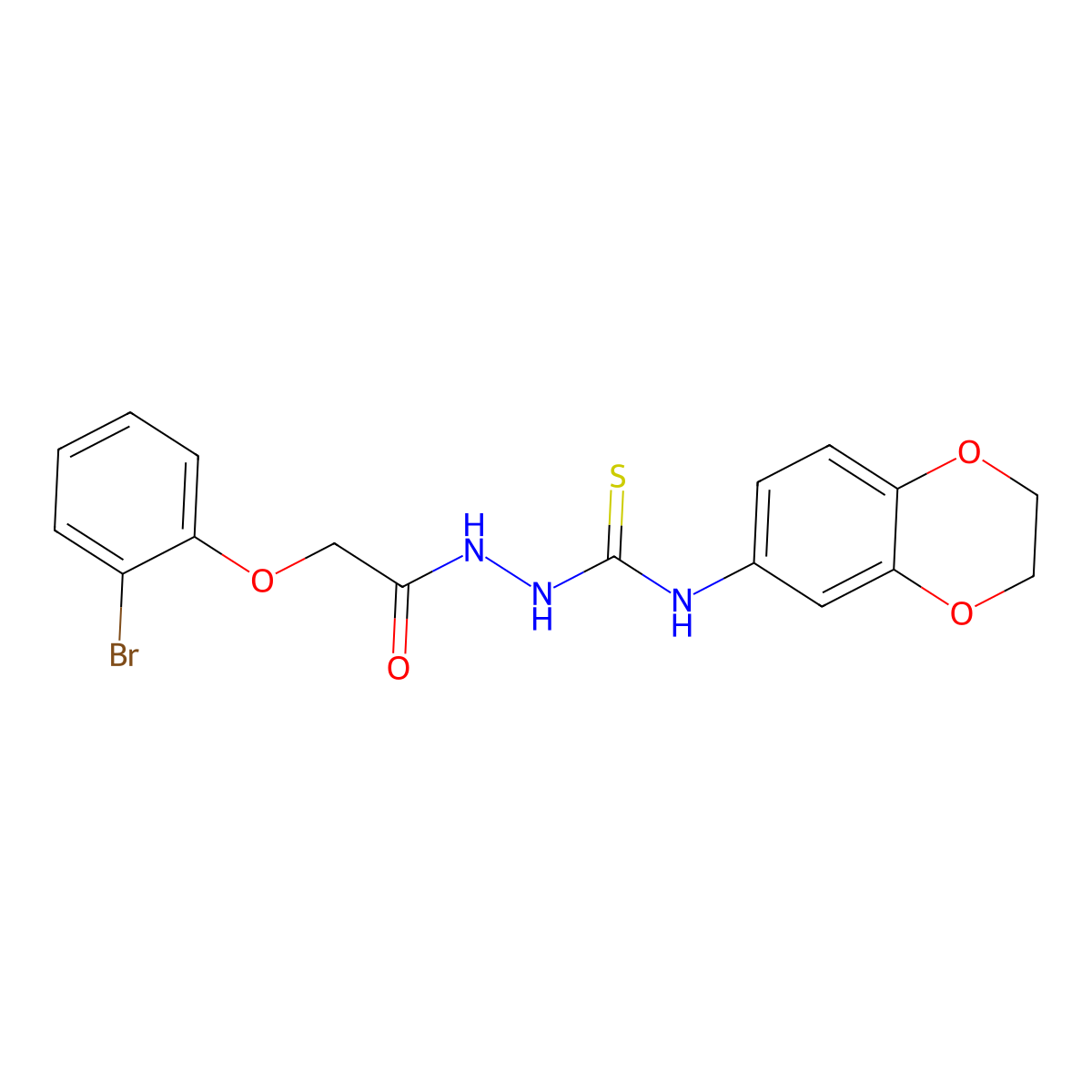2-[(2-bromophenoxy)acetyl]-N-(2,3-dihydro-1,4-benzodioxin-6-yl)hydrazinecarbothioamide molecular structure, CAS 724758-35-4