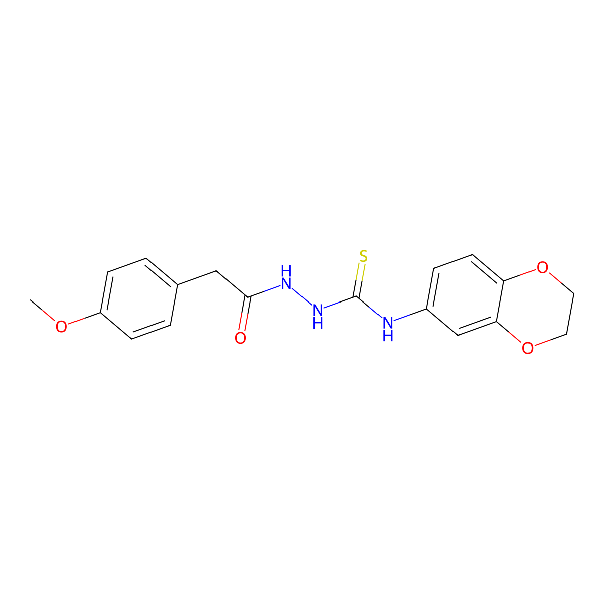 N-(2,3-dihydro-1,4-benzodioxin-6-yl)-2-[(4-methoxyphenyl)acetyl]hydrazinecarbothioamide molecular structure, CAS 724758-46-7