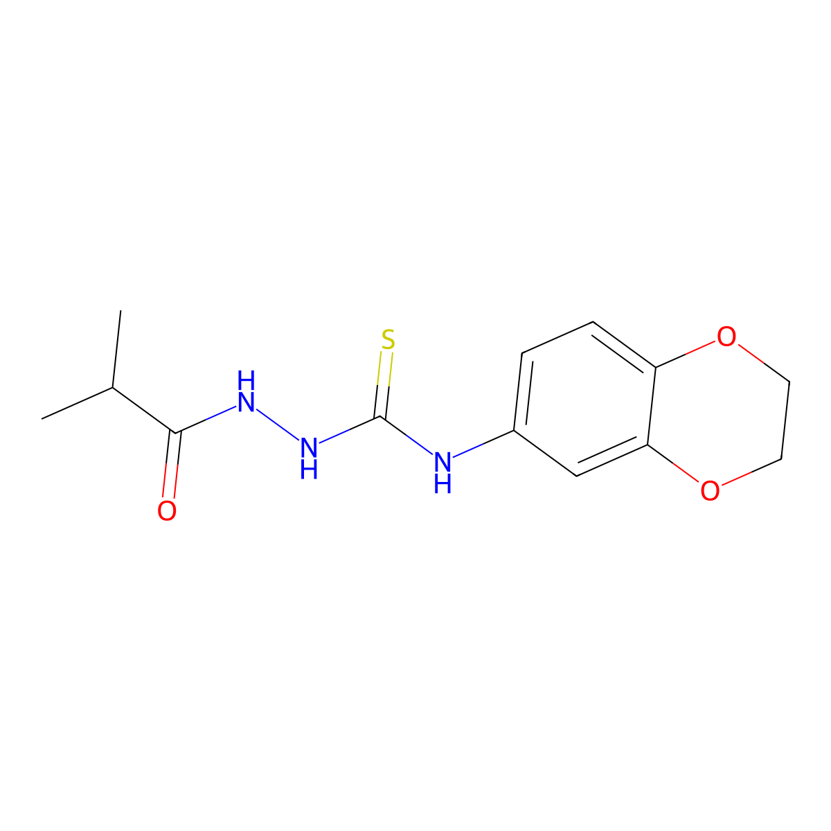 N-(2,3-dihydro-1,4-benzodioxin-6-yl)-2-(2-methylpropanoyl)hydrazinecarbothioamide molecular structure, CAS 724758-54-7