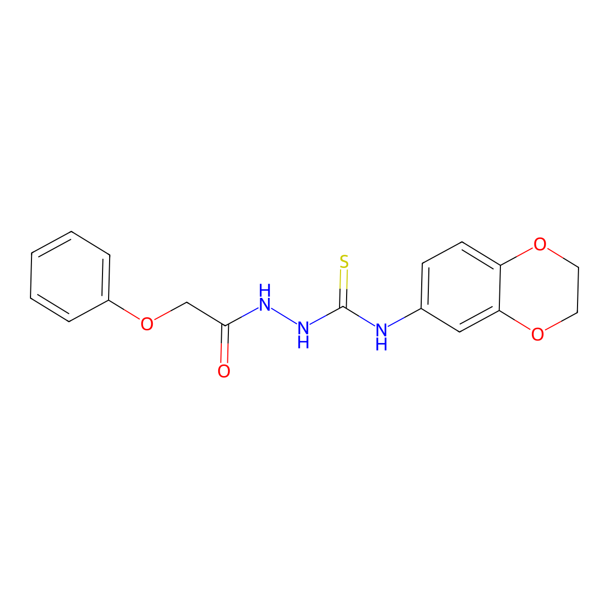 N-(2,3-dihydro-1,4-benzodioxin-6-yl)-2-(phenoxyacetyl)hydrazinecarbothioamide molecular structure, CAS 724758-55-8