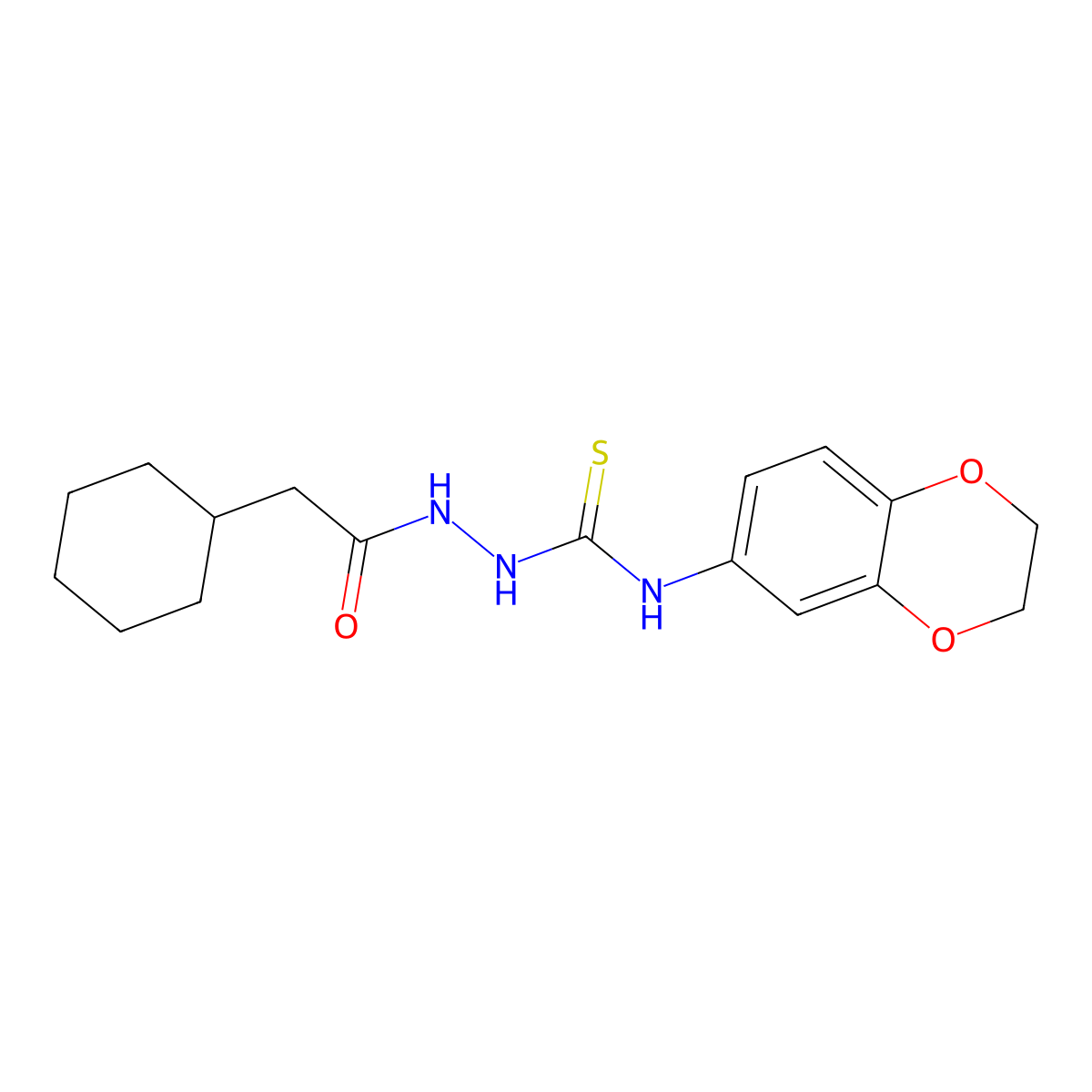 2-(cyclohexylacetyl)-N-(2,3-dihydro-1,4-benzodioxin-6-yl)hydrazinecarbothioamide molecular structure, CAS 724758-86-5