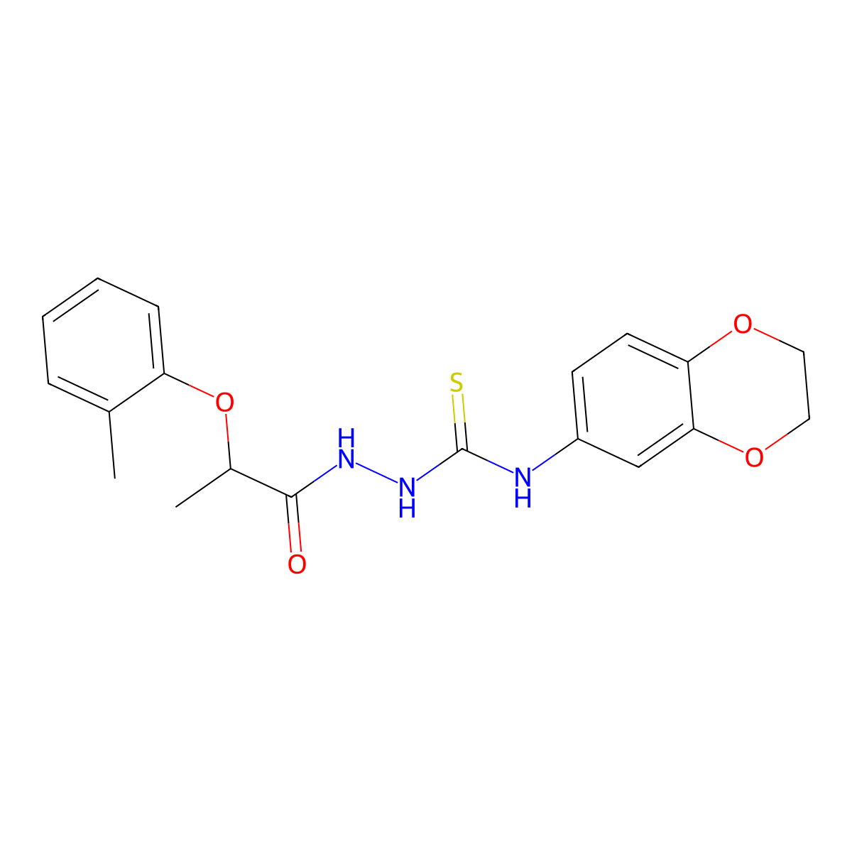 N-(2,3-dihydro-1,4-benzodioxin-6-yl)-2-[2-(2-methylphenoxy)propanoyl]hydrazinecarbothioamide molecular structure, CAS 724758-98-9