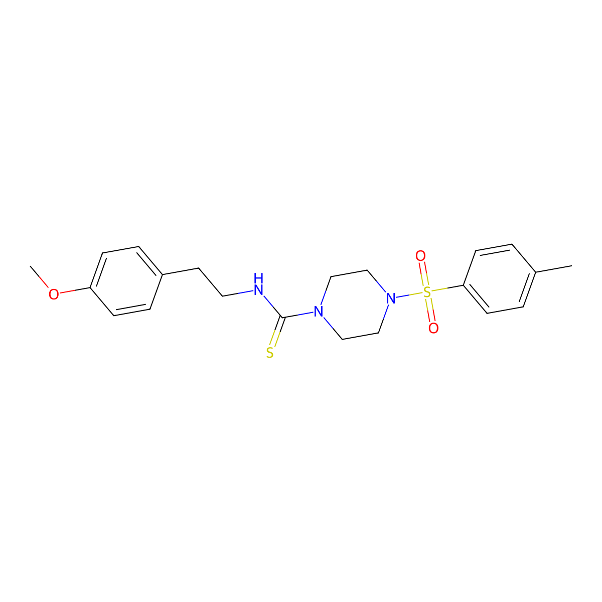 N-[2-(4-methoxyphenyl)ethyl]-4-[(4-methylphenyl)sulfonyl]piperazine-1-carbothioamide molecular structure, CAS 724759-01-7
