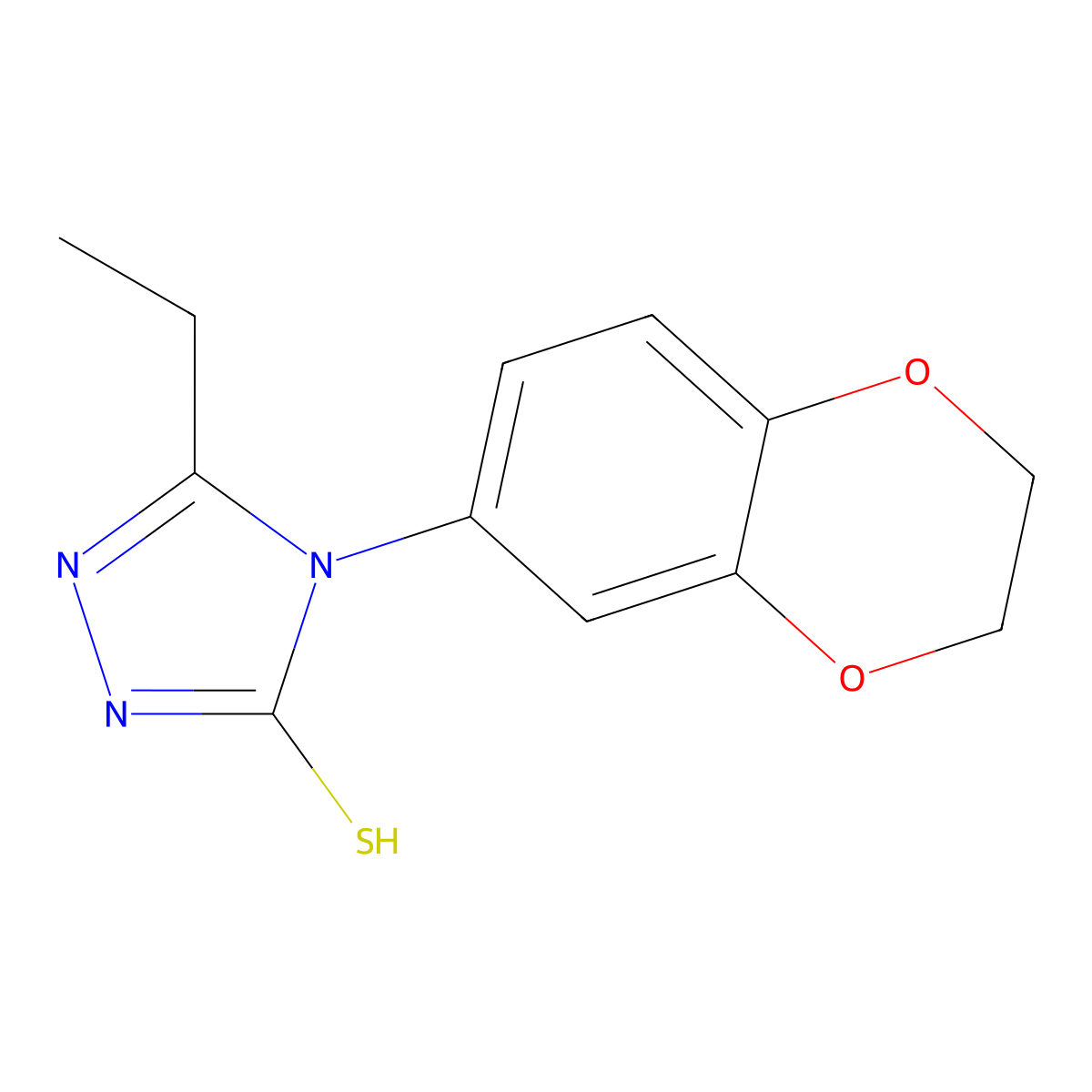 4-(2,3-dihydro-1,4-benzodioxin-6-yl)-5-ethyl-4H-1,2,4-triazole-3-thiol molecular structure, CAS 724759-35-7