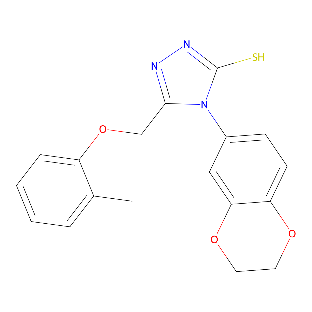 4-(2,3-dihydro-1,4-benzodioxin-6-yl)-5-[(2-methylphenoxy)methyl]-4H-1,2,4-triazole-3-thiol molecular structure, CAS 724759-38-0