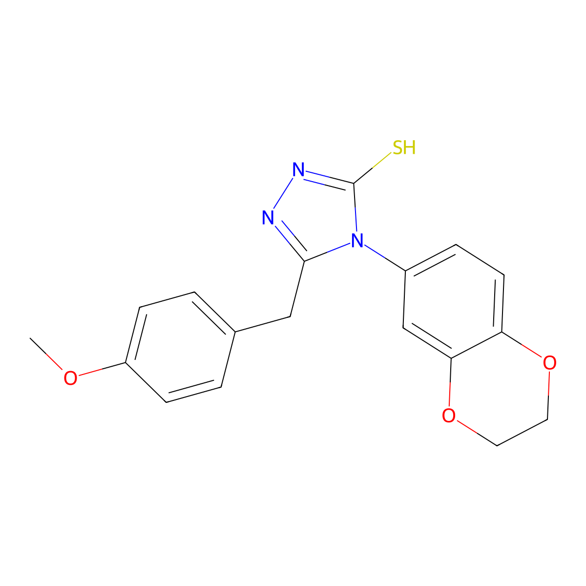 4-(2,3-dihydro-1,4-benzodioxin-6-yl)-3-[(4-methoxyphenyl)methyl]-1H-1,2,4-triazole-5-thione molecular structure, CAS 724759-44-8