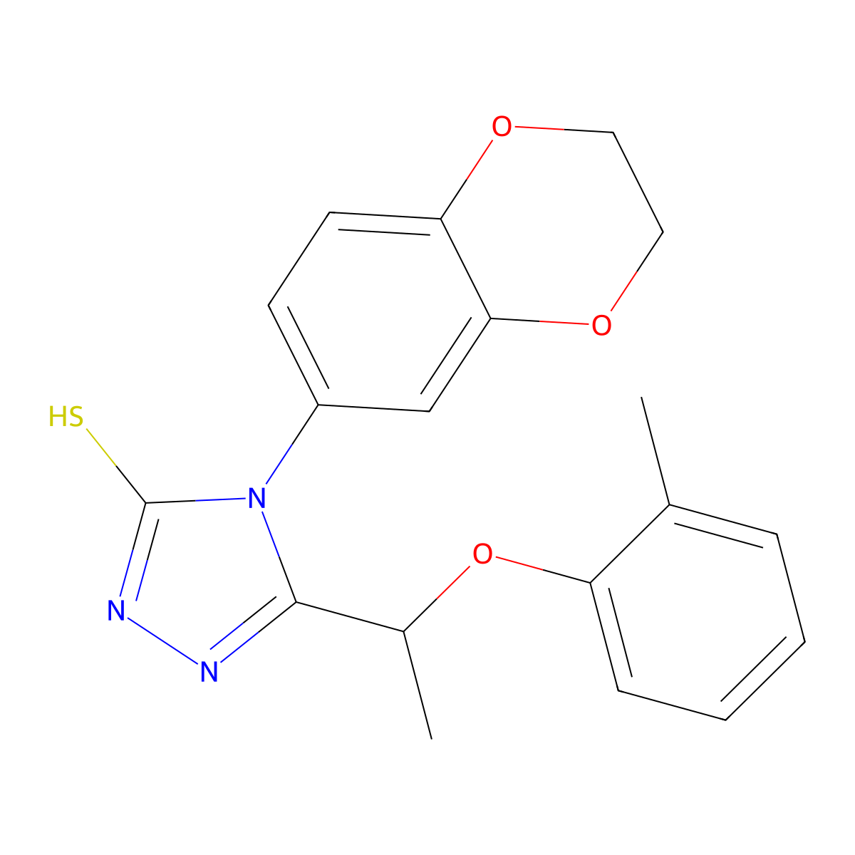 4-(2,3-dihydro-1,4-benzodioxin-6-yl)-5-[1-(2-methylphenoxy)ethyl]-4H-1,2,4-triazole-3-thiol molecular structure, CAS 724759-64-2