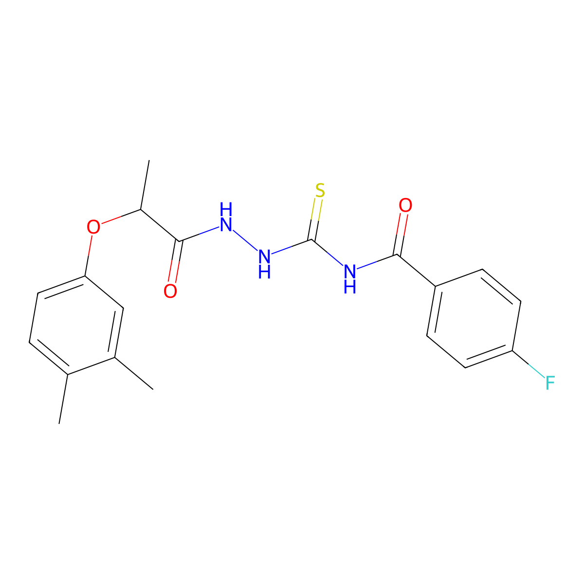 N-({2-[2-(3,4-dimethylphenoxy)propanoyl]hydrazinyl}carbonothioyl)-4-fluorobenzamide molecular structure, CAS 724759-78-8