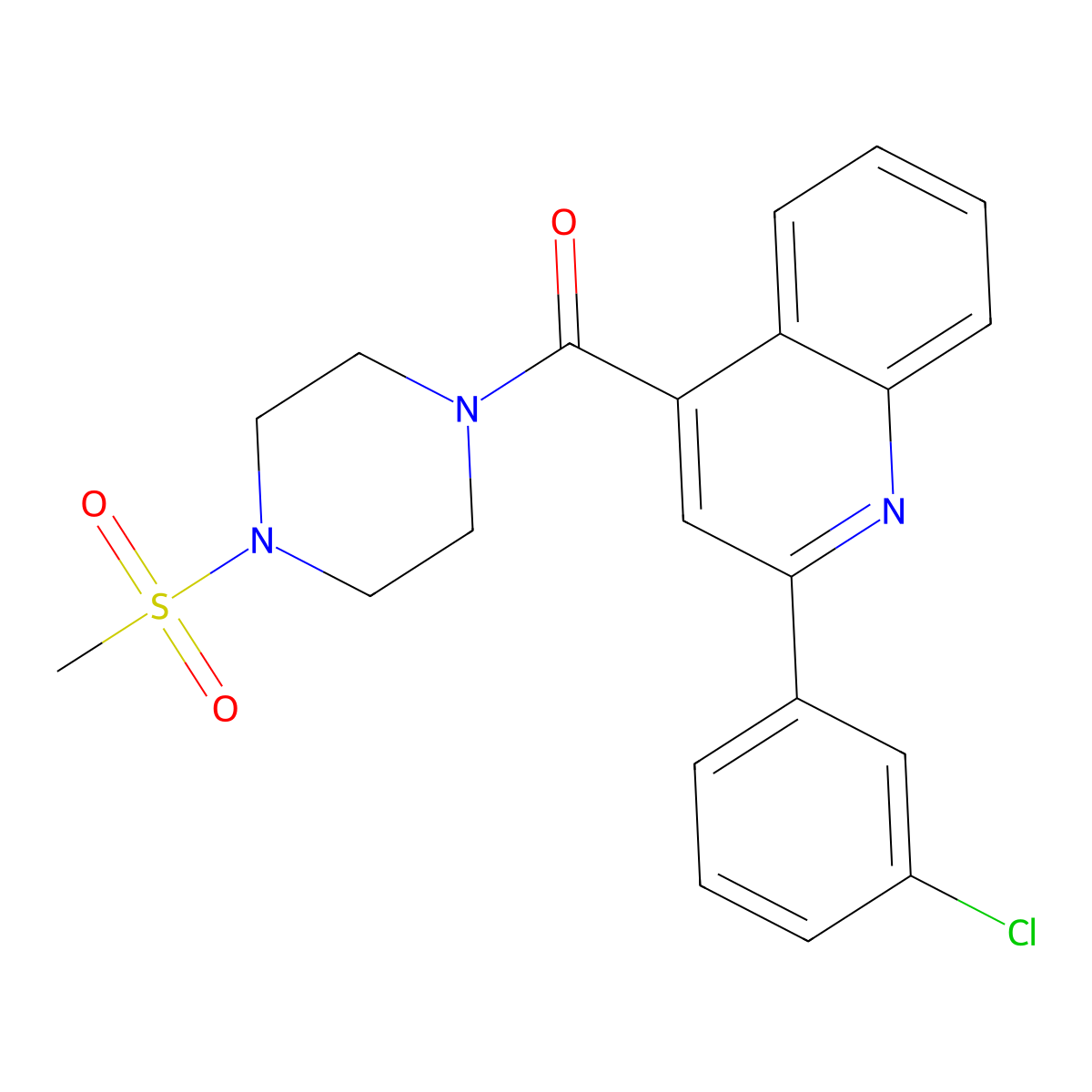 [2-(3-Chlorophenyl)quinolin-4-yl][4-(methylsulfonyl)piperazin-1-yl]methanone molecular structure, CAS 724760-05-8
