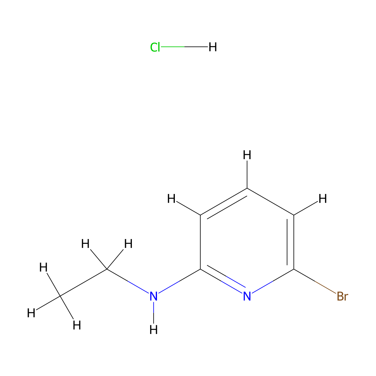 6-Bromo-2-ethylaminopyridine, HCl molecular structure, CAS 724770-74-5