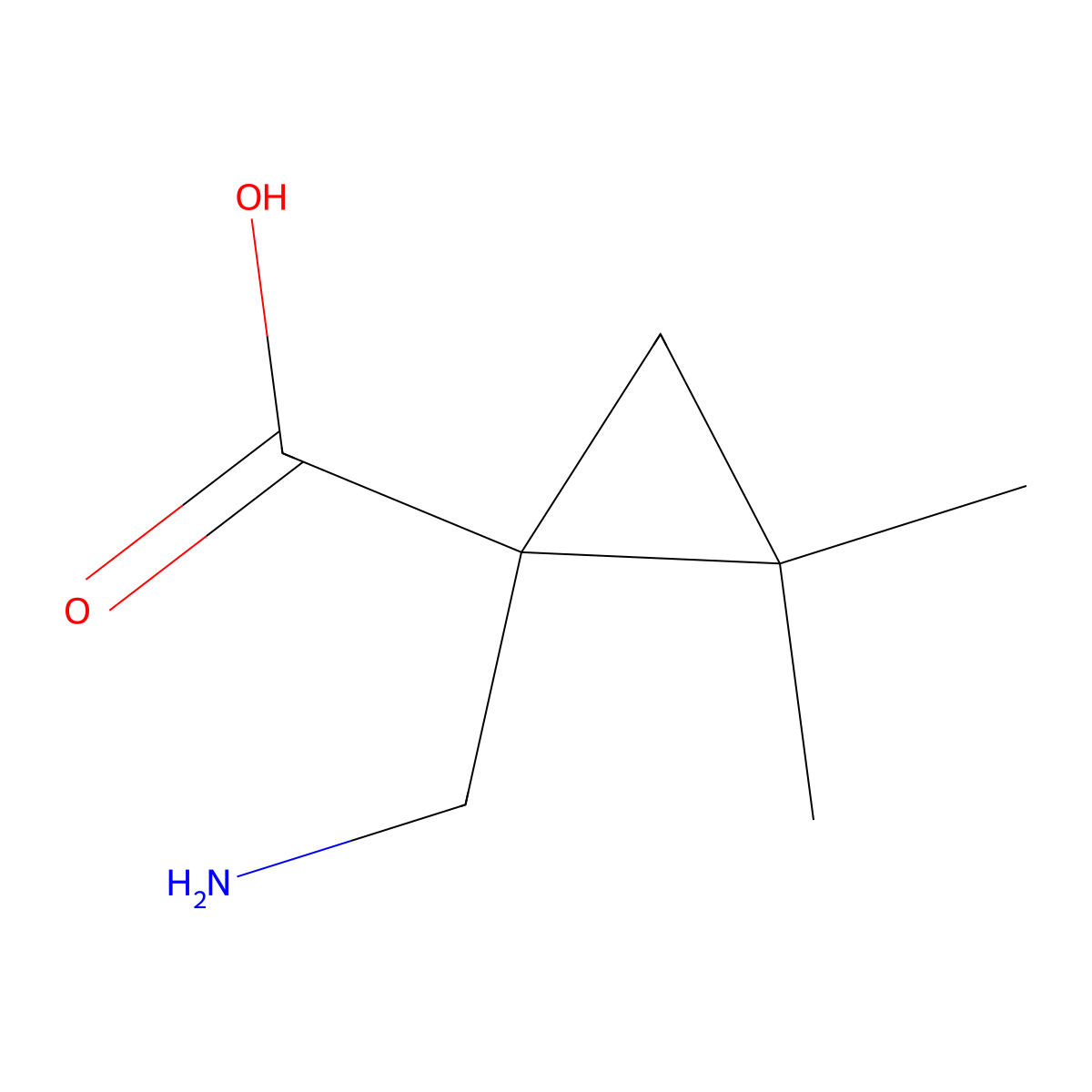 1-Aminomethyl-2,2-dimethyl-cyclopropanecarboxylic acid molecular structure, CAS 724772-93-4