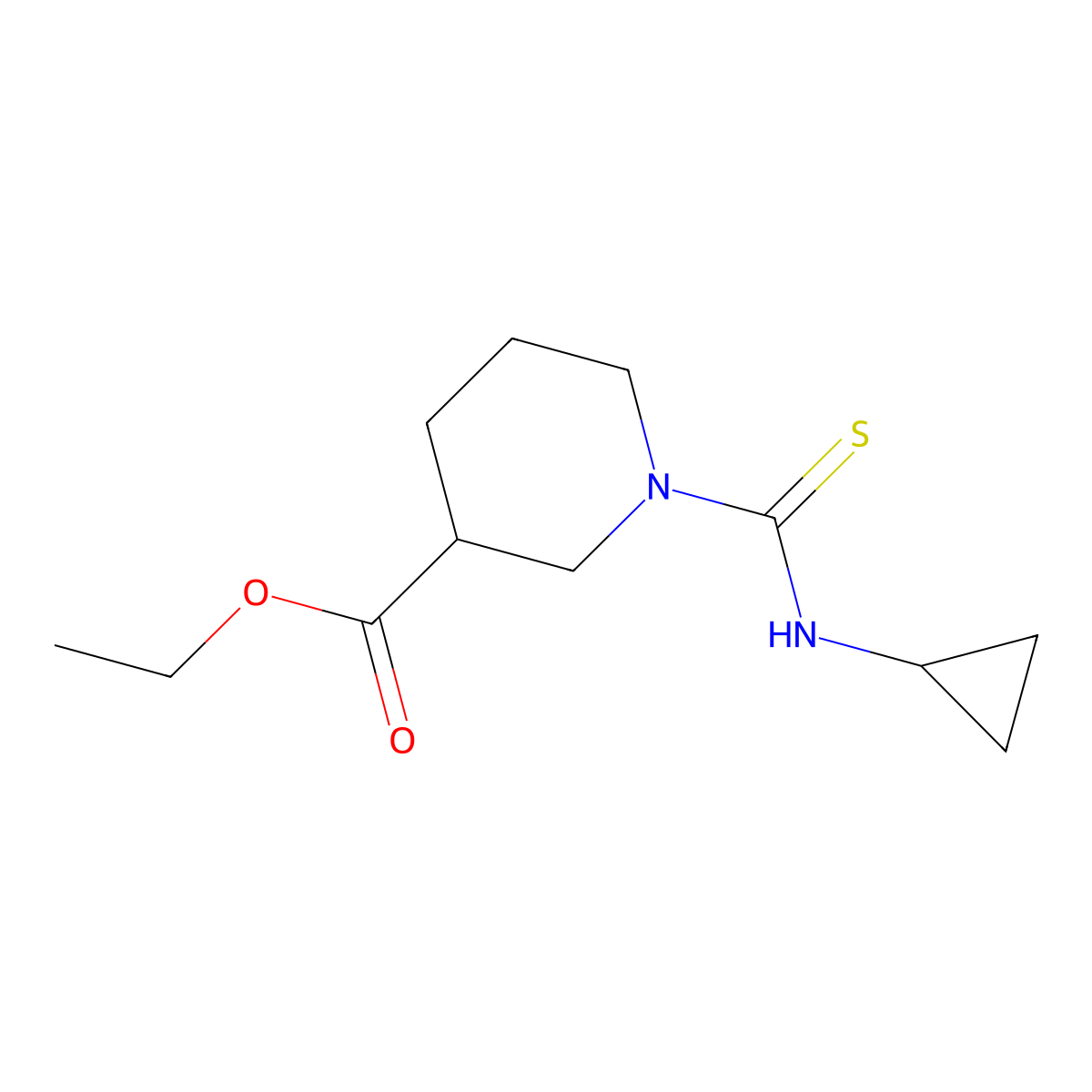 Ethyl 1-(cyclopropylcarbamothioyl)piperidine-3-carboxylate molecular structure, CAS 724778-61-4