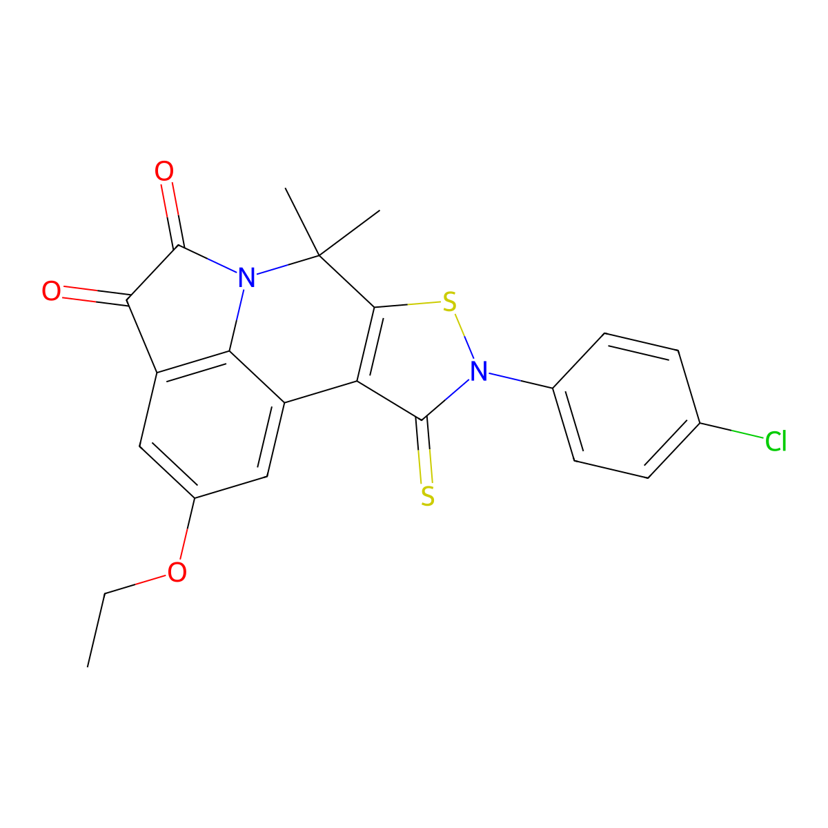 9-(4-chlorophenyl)-2-ethoxy-7,7-dimethyl-10-thioxo-9,10-dihydro-7H-pyrrolo[3,2,1-ij][1,2]thiazolo[5,4-c]quinoline-4,5-dione molecular structure, CAS 724778-73-8