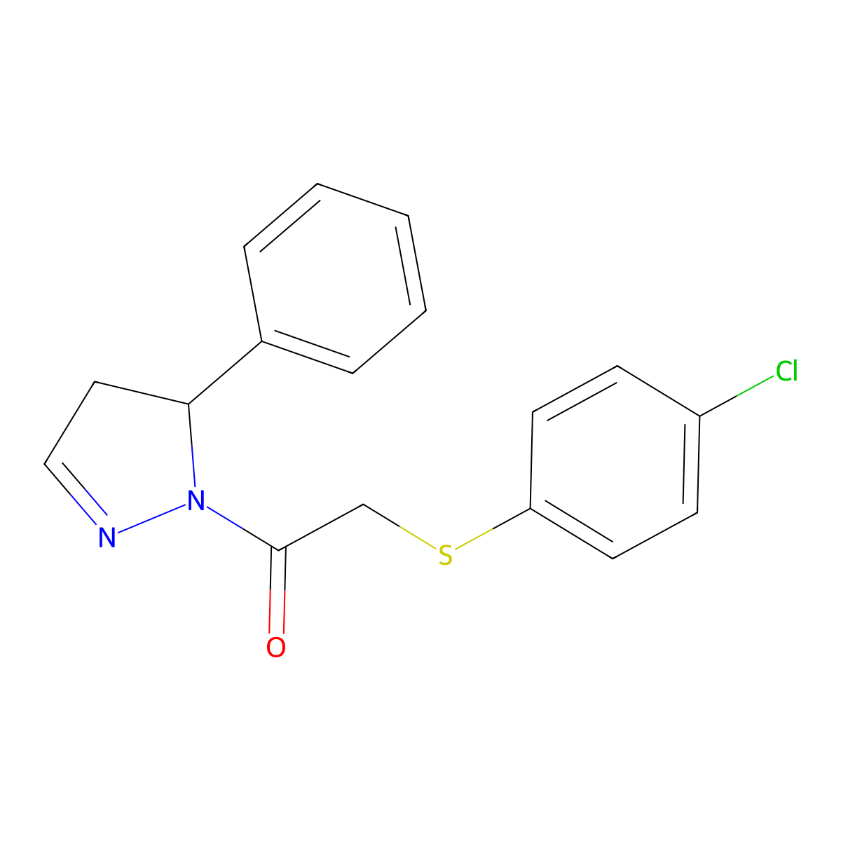 2-[(4-chlorophenyl)sulfanyl]-1-(5-phenyl-4,5-dihydro-1H-pyrazol-1-yl)ethanone molecular structure, CAS 724778-89-6
