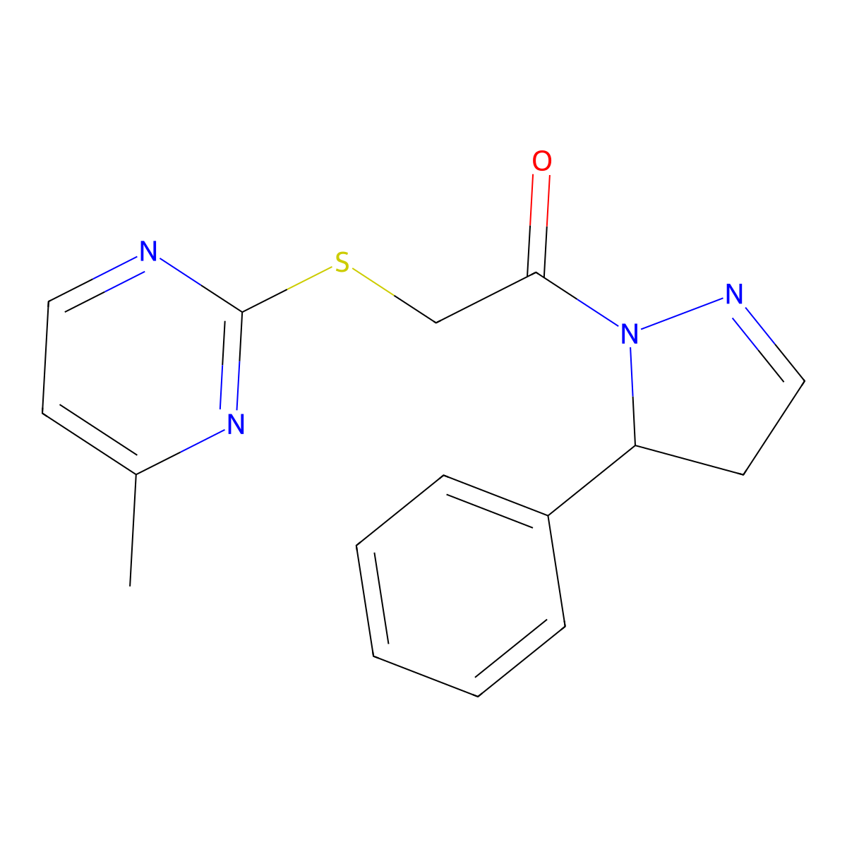 2-[(4-methylpyrimidin-2-yl)sulfanyl]-1-(5-phenyl-4,5-dihydro-1H-pyrazol-1-yl)ethanone molecular structure, CAS 724778-94-3