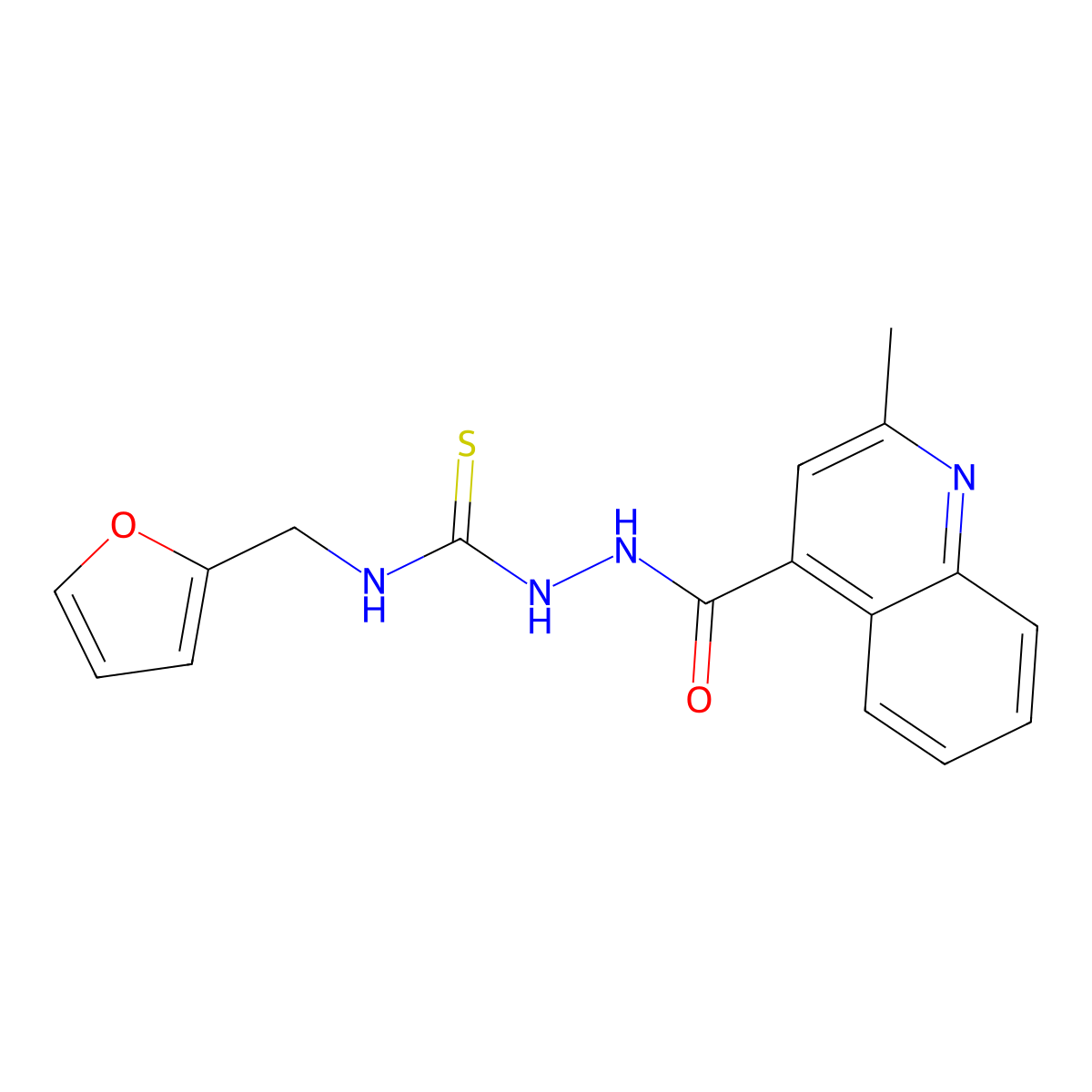 N-(furan-2-ylmethyl)-2-[(2-methylquinolin-4-yl)carbonyl]hydrazinecarbothioamide molecular structure, CAS 724779-22-0