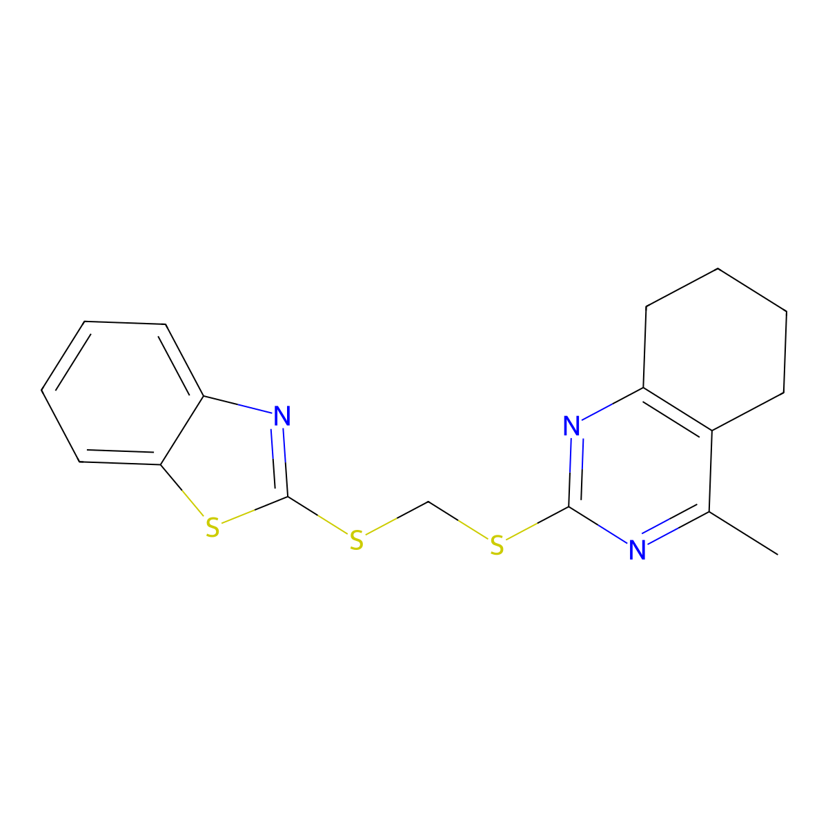 2-{[(1,3-Benzothiazol-2-ylsulfanyl)methyl]sulfanyl}-4-methyl-5,6,7,8-tetrahydroquinazoline molecular structure, CAS 724779-32-2