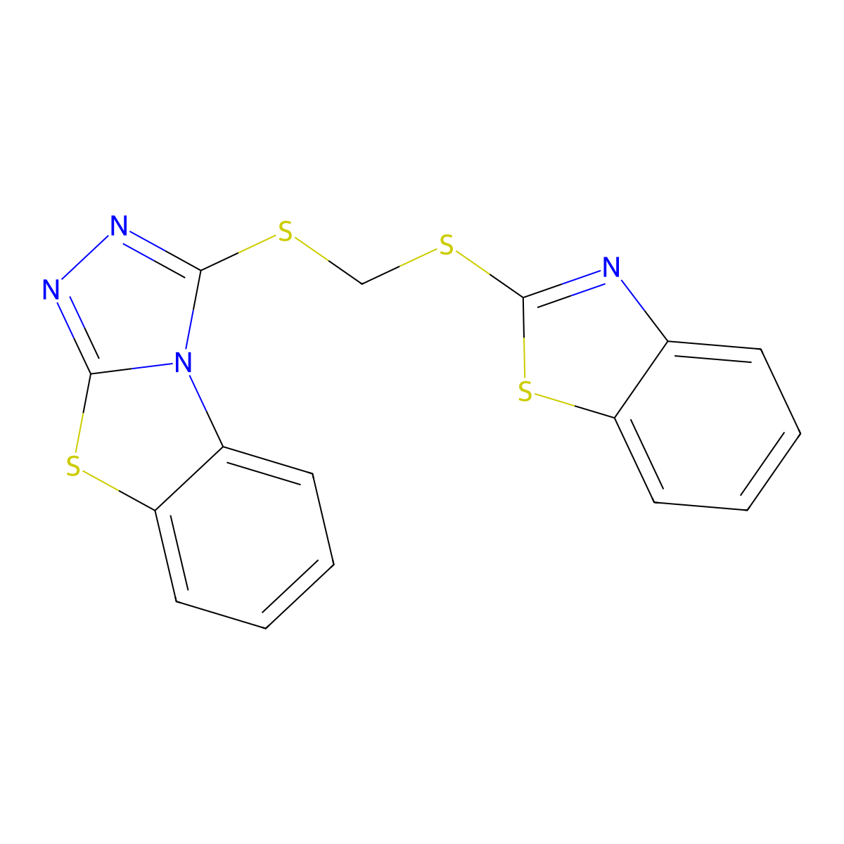 3-{[(1,3-Benzothiazol-2-ylsulfanyl)methyl]sulfanyl}[1,2,4]triazolo[3,4-b][1,3]benzothiazole molecular structure, CAS 724779-40-2