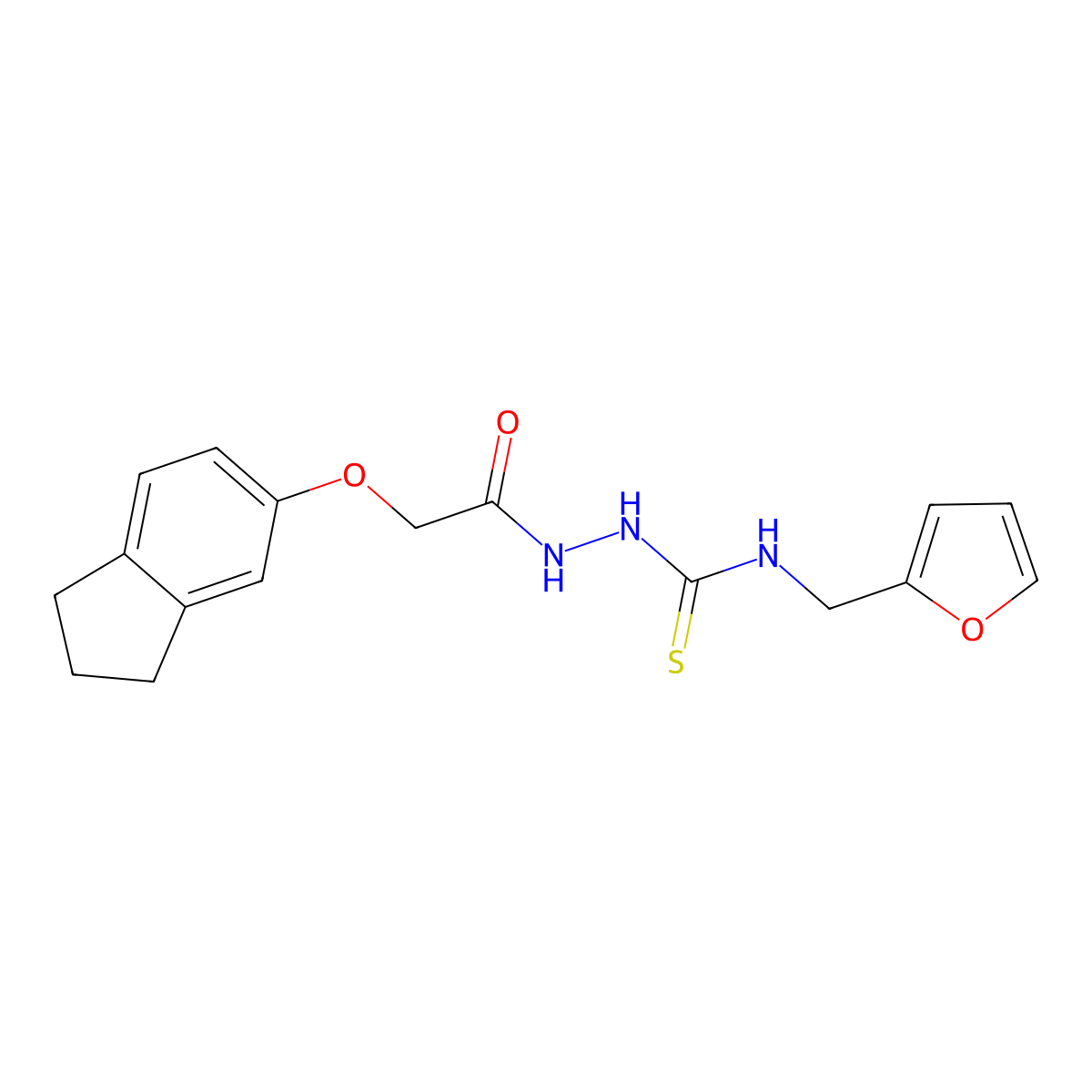 N-({[(2-furylmethyl)amino]thioxomethyl}amino)-2-indan-5-yloxyacetamide molecular structure, CAS 724779-63-9