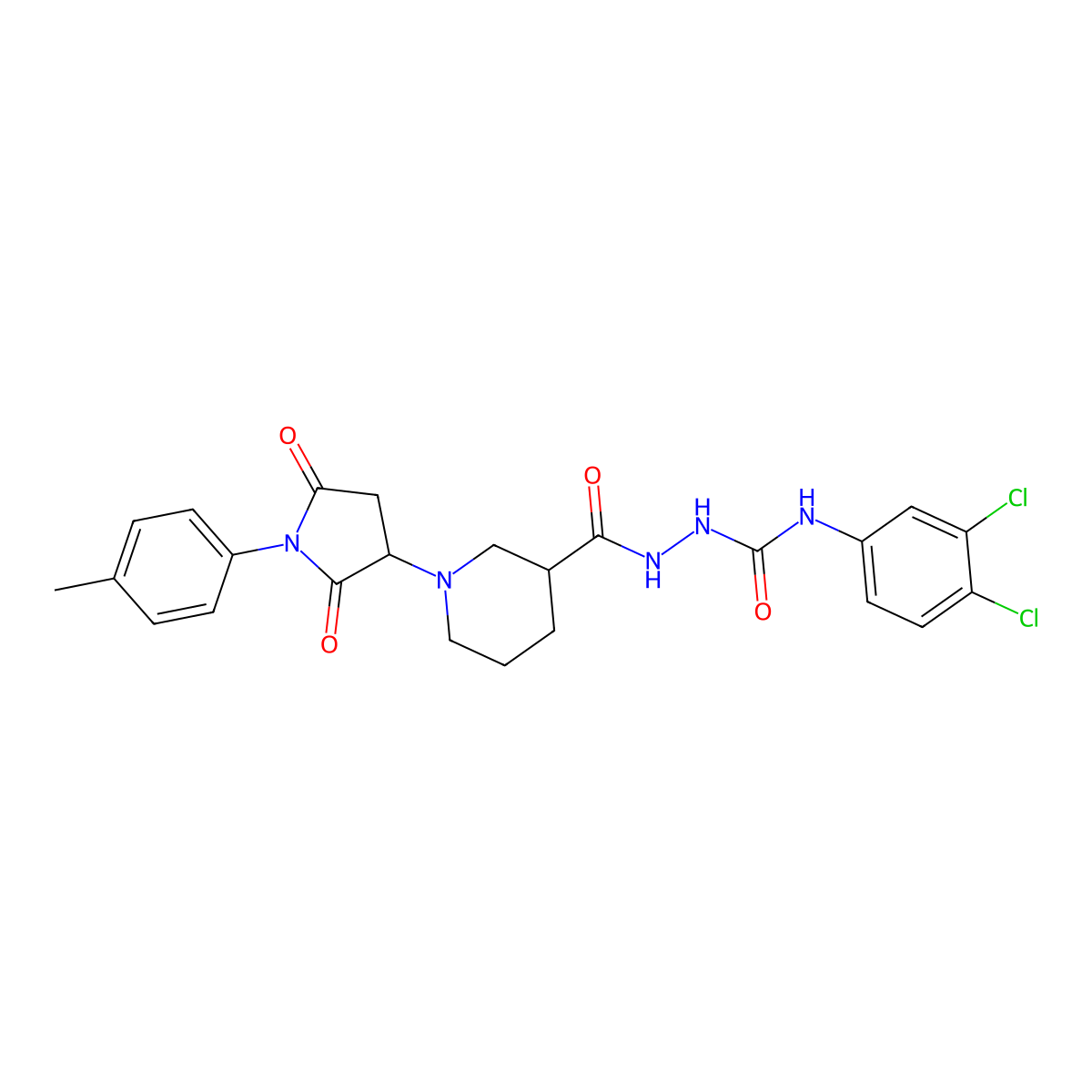 N-(3,4-dichlorophenyl)-2-({1-[1-(4-methylphenyl)-2,5-dioxopyrrolidin-3-yl]piperidin-3-yl}carbonyl)hydrazinecarboxamide molecular structure, CAS 724779-75-3