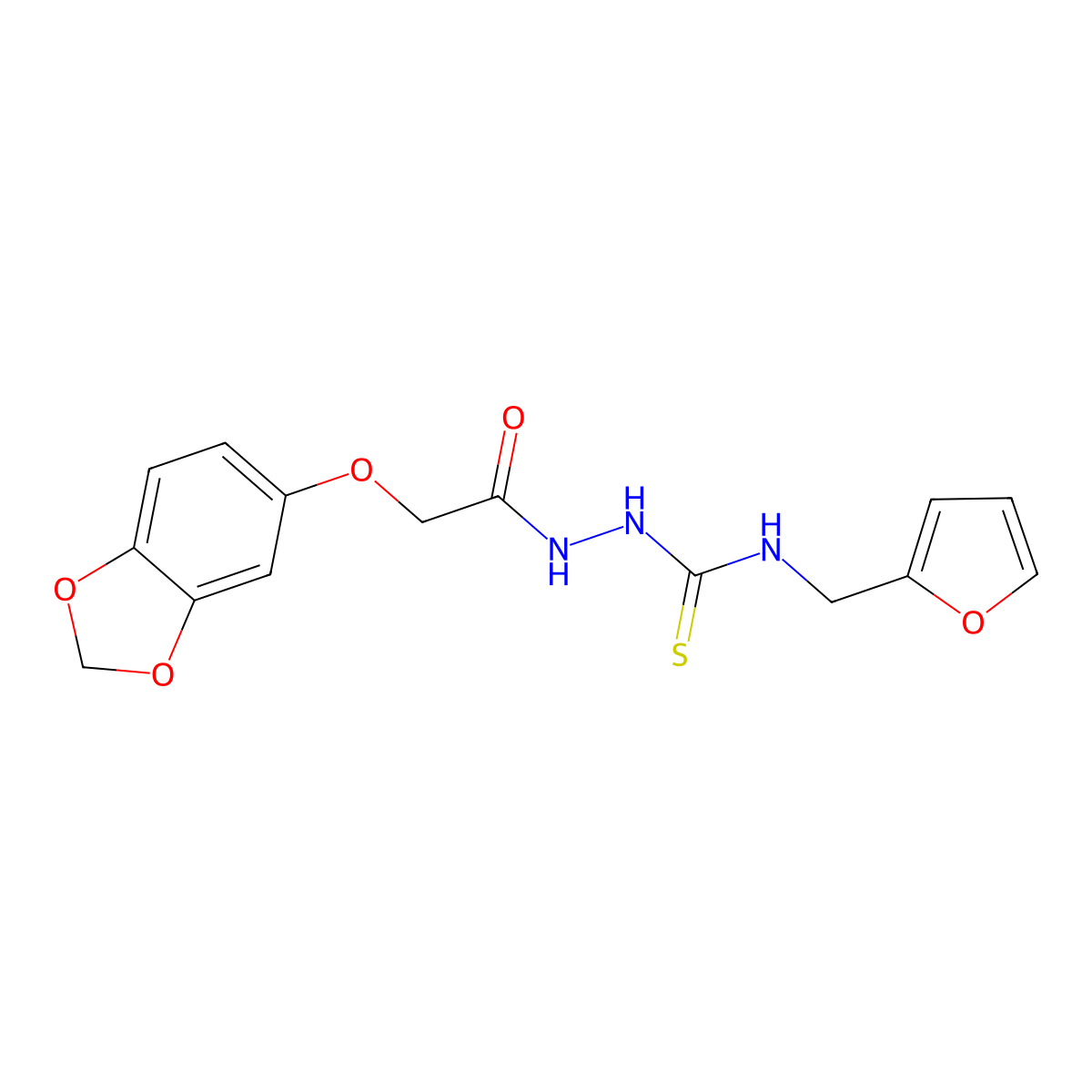 2-[(1,3-benzodioxol-5-yloxy)acetyl]-N-(furan-2-ylmethyl)hydrazinecarbothioamide molecular structure, CAS 724779-78-6