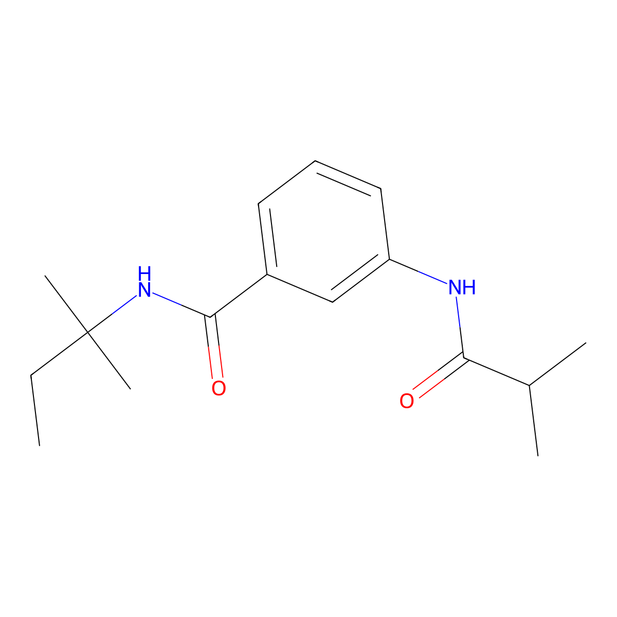 N-(2-methylbutan-2-yl)-3-(2-methylpropanoylamino)benzamide molecular structure, CAS 724779-79-7