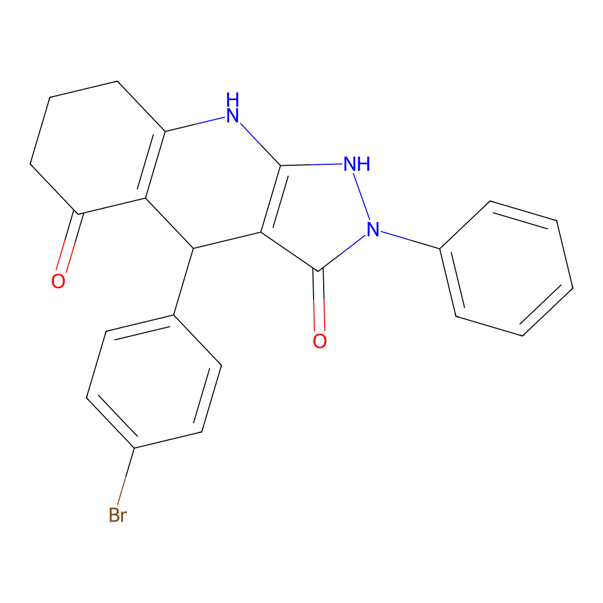 4-(4-bromophenyl)-3-hydroxy-2-phenyl-2,4,6,7,8,9-hexahydro-5H-pyrazolo[3,4-b]quinolin-5-one molecular structure, CAS 724779-84-4