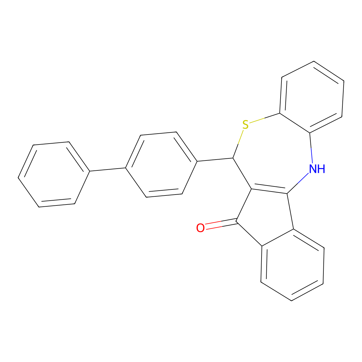 6-(biphenyl-4-yl)-6,12-dihydro-5H-benzo[b]indeno[1,2-e][1,4]thiazepin-5-one molecular structure, CAS 724779-88-8