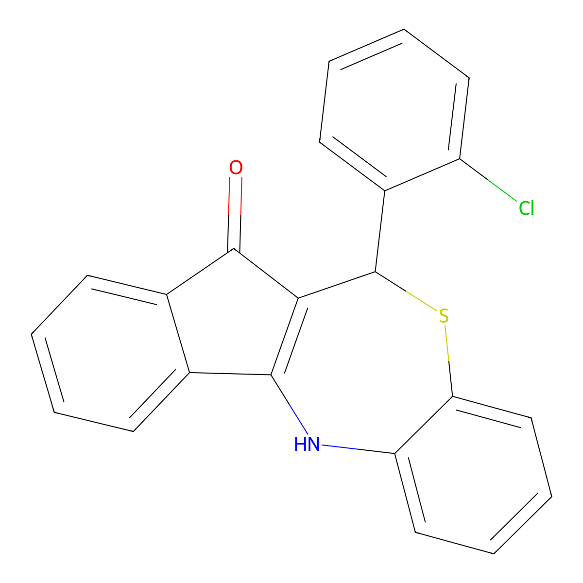 6-(2-chlorophenyl)-6,12-dihydro-5H-benzo[b]indeno[1,2-e][1,4]thiazepin-5-one molecular structure, CAS 724779-97-9