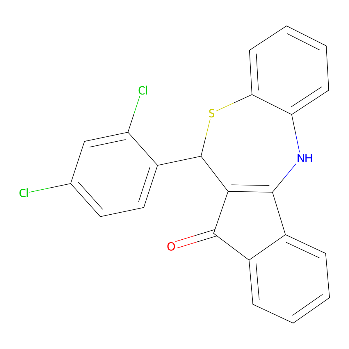 6-(2,4-dichlorophenyl)-6,12-dihydro-5H-benzo[b]indeno[1,2-e][1,4]thiazepin-5-one molecular structure, CAS 724779-99-1