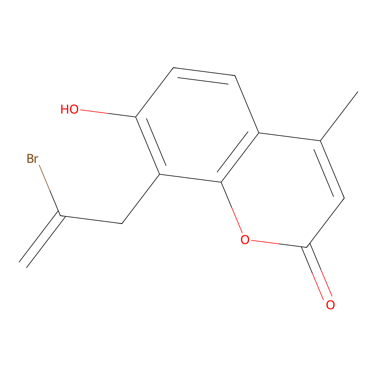 8-(2-bromoallyl)-7-hydroxy-4-methyl-2H-chromen-2-one molecular structure, CAS 72478-70-7