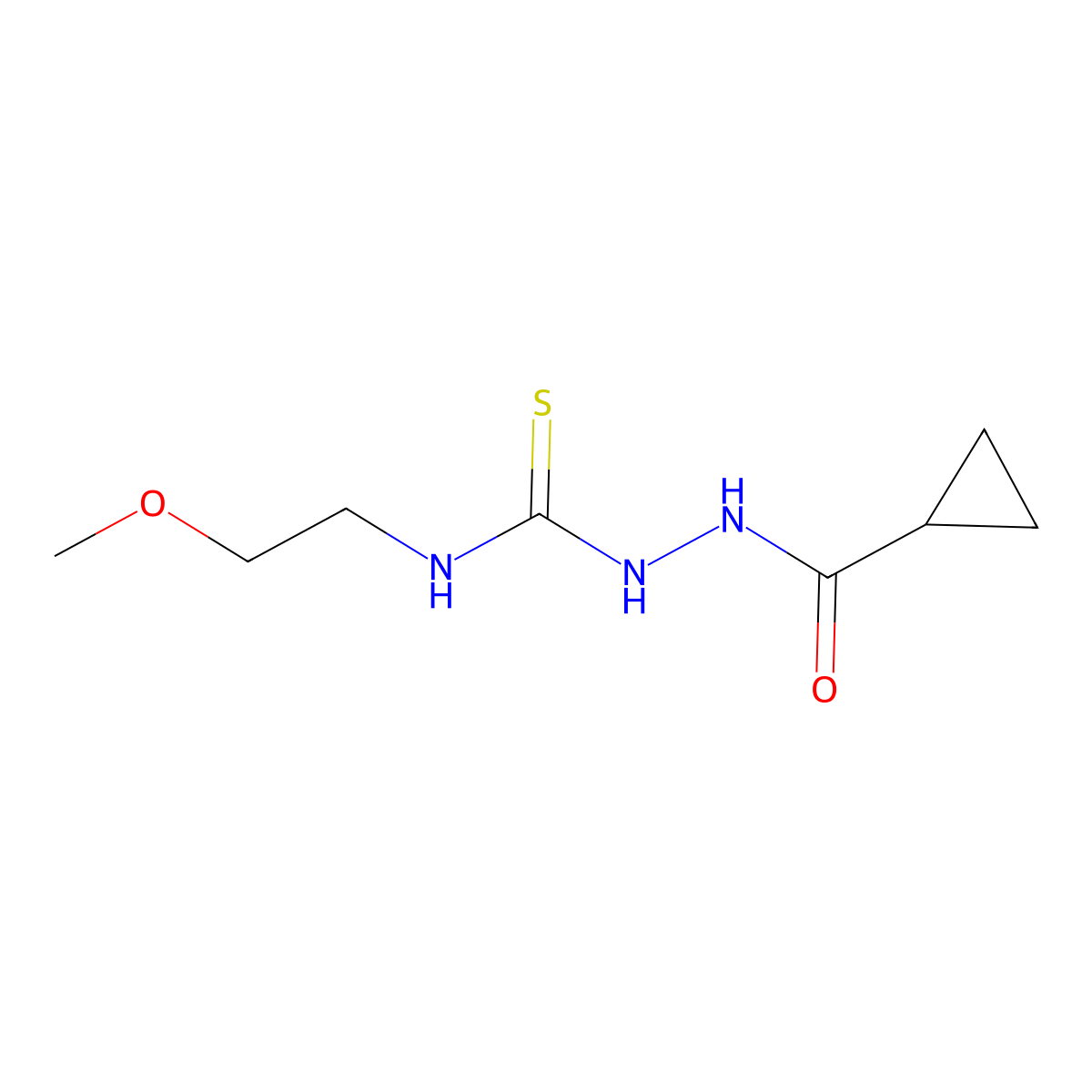 1-(Cyclopropanecarbonylamino)-3-(2-methoxyethyl)thiourea molecular structure, CAS 724780-00-1