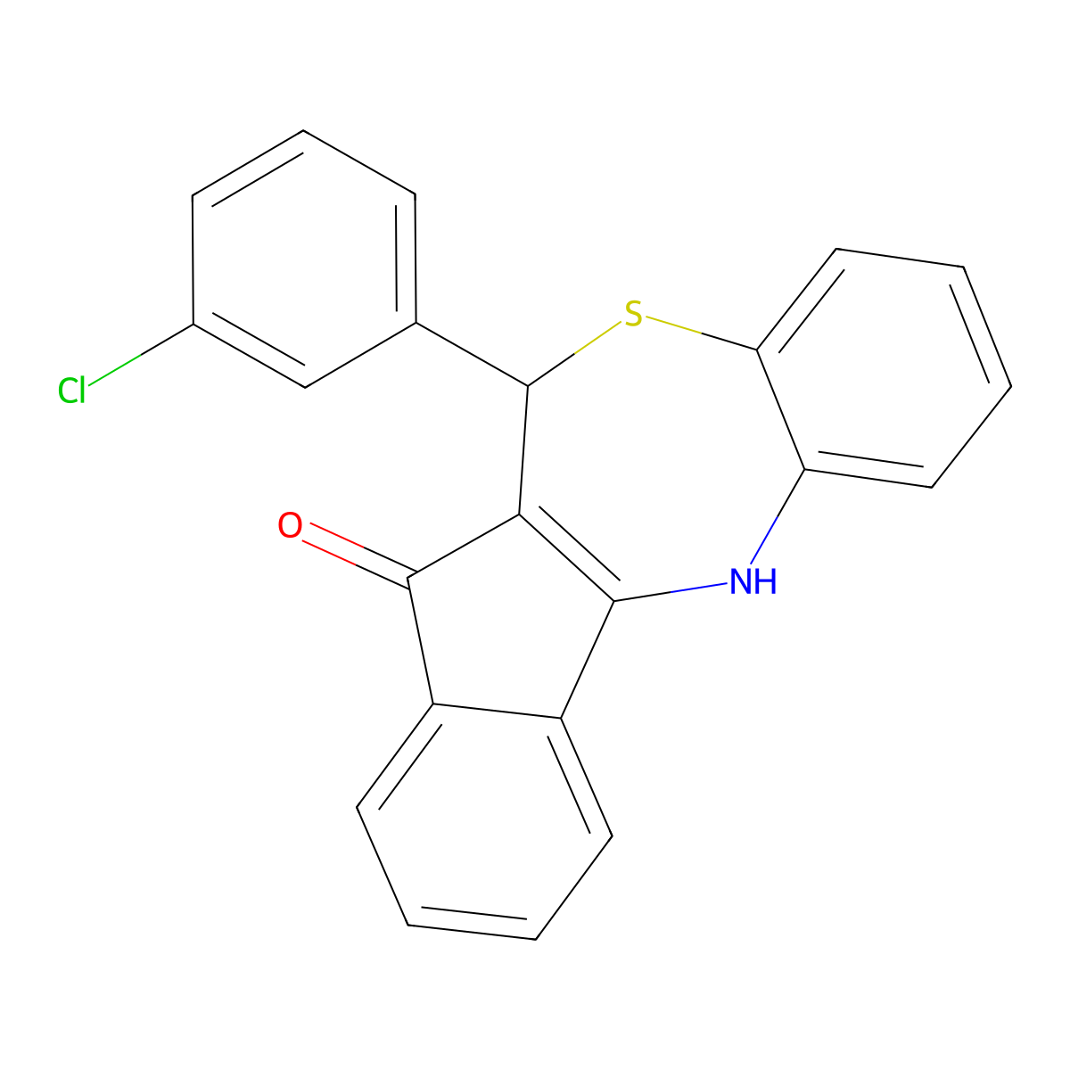 6-(3-chlorophenyl)-6,12-dihydro-5H-benzo[b]indeno[1,2-e][1,4]thiazepin-5-one molecular structure, CAS 724780-01-2