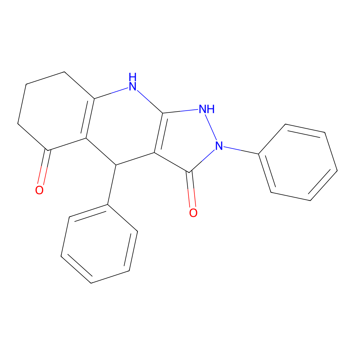 3-hydroxy-2,4-diphenyl-2,4,6,7,8,9-hexahydro-5H-pyrazolo[3,4-b]quinolin-5-one molecular structure, CAS 724780-02-3