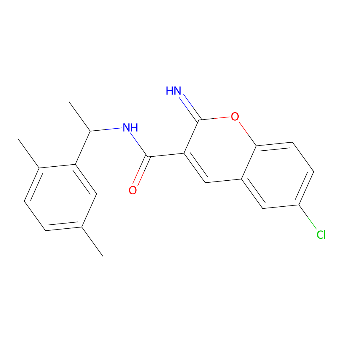 6-chloro-N-[1-(2,5-dimethylphenyl)ethyl]-2-imino-2H-chromene-3-carboxamide molecular structure, CAS 724780-07-8
