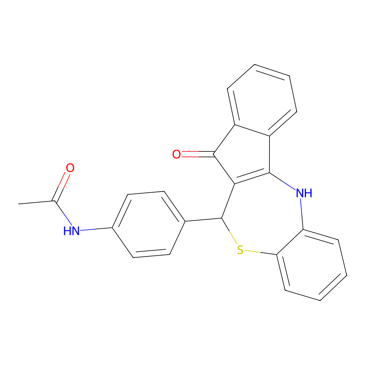 N-[4-(5-hydroxy-6H-benzo[b]indeno[1,2-e][1,4]thiazepin-6-yl)phenyl]acetamide molecular structure, CAS 724780-08-9