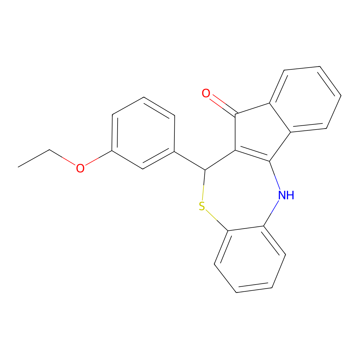 6-(3-ethoxyphenyl)-6,12-dihydro-5H-benzo[b]indeno[1,2-e][1,4]thiazepin-5-one molecular structure, CAS 724780-09-0