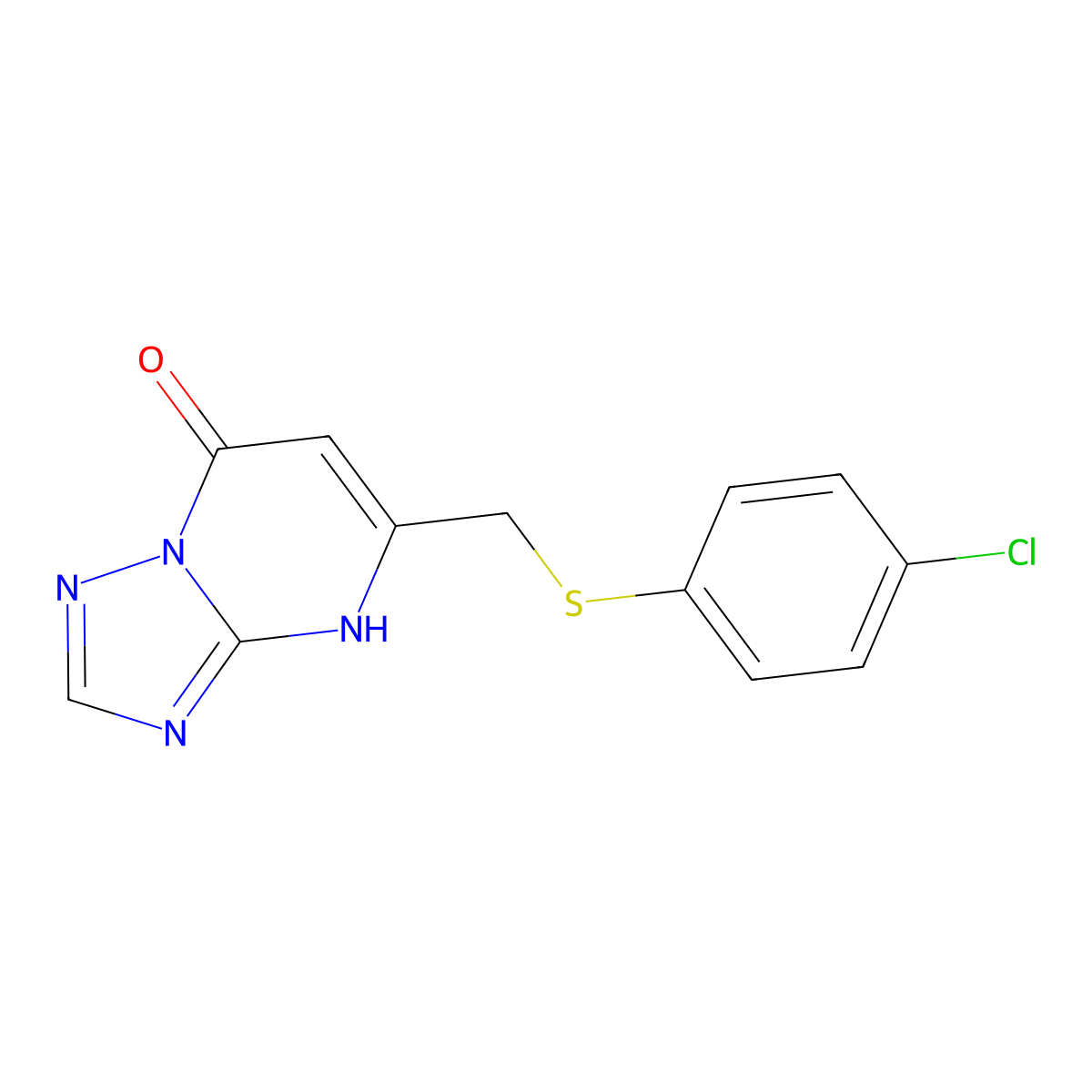 5-(4-Chloro-phenylsulfanylmethyl)-4H-[1,2,4]triazolo[1,5-a]pyrimidin-7-one molecular structure, CAS 724780-22-7